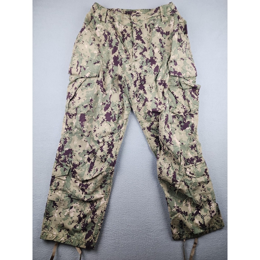 US Navy Pants Mens Medium Short Green NWU Type III Camo Cargo Uniform Seals